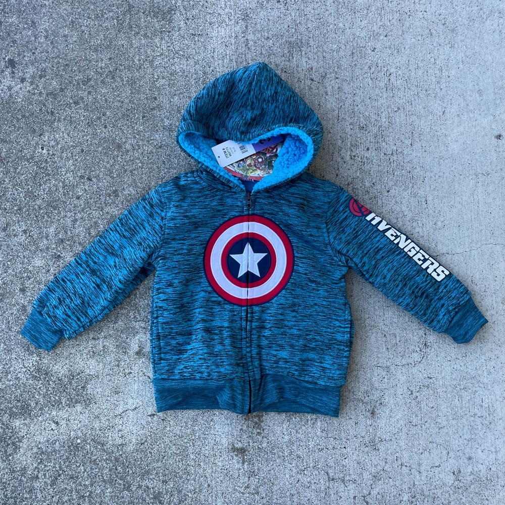 NWT Captain America Sherpa Zip-Up